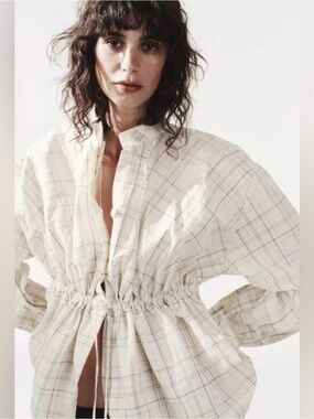 Zara ZW Collection Plaid Bomber Overshirt